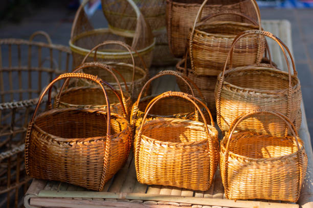istock Wickerwork with bamboo crafts Local knowledge in Southeast Asia. 1197294513