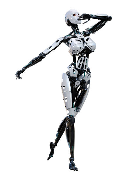 istock 3D illustration female robot on white 1197295013