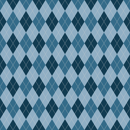 Argyle blue vector seamless pattern