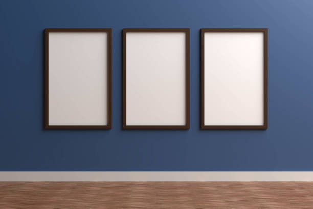 3d render black Photo frame on color wall