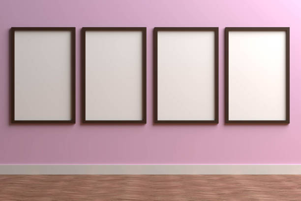 istock 3d render black Photo frame on color wall 1197299463
