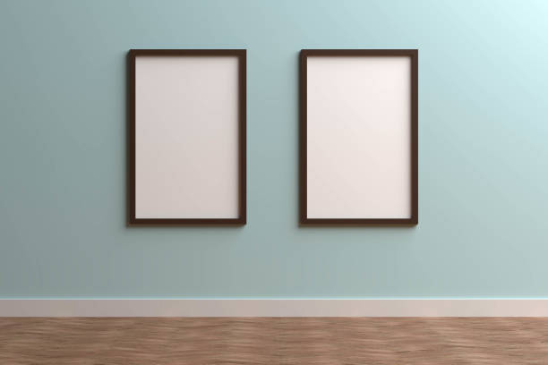 istock 3d render black Photo frame on color wall 1197299487