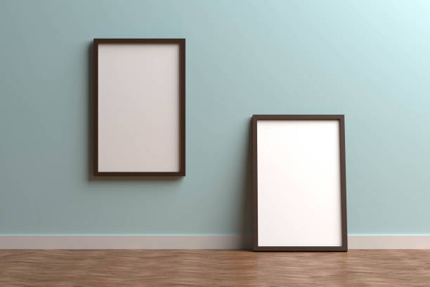 istock 3d render black Photo frame on color wall 1197299559