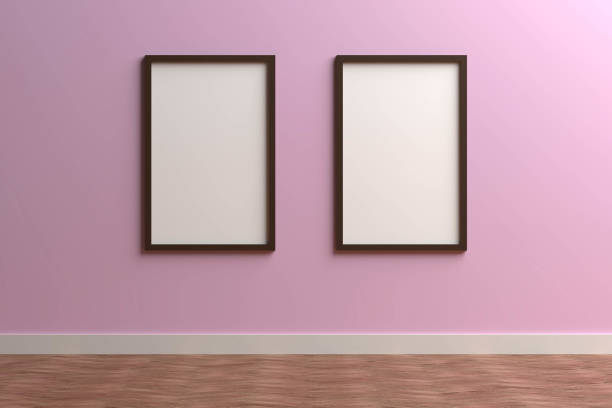 istock 3d render black Photo frame on color wall 1197299647