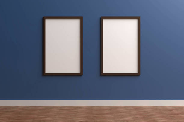 istock 3d render black Photo frame on color wall 1197299777