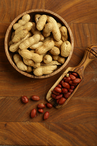 natural organic peanuts peeled and in shell
