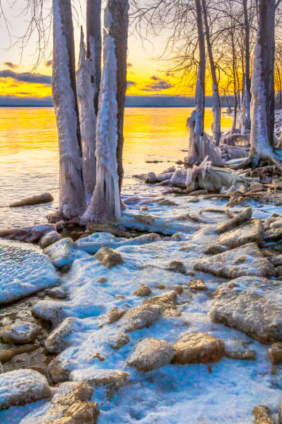 istock Wisconsin's shoreline in Winter, ice sculptures made by nature 1197303326