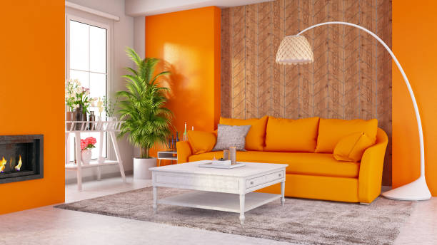 istock Orange Living Room 1197306888