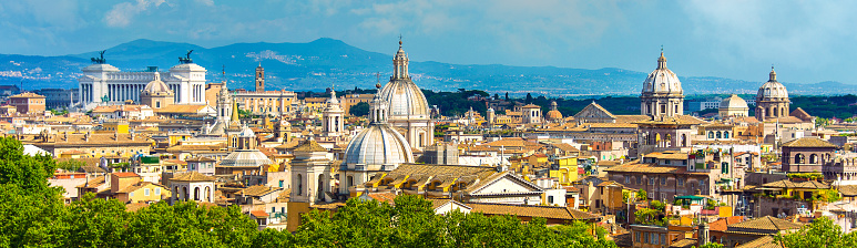 a scenery of Rome from a hight point of view