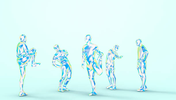 istock Art concept running Sport man Exercise Groups Blue monotone Lowpoly line-art Creative ideas on Blue Green pastel background - illustration minimal style 1197311305