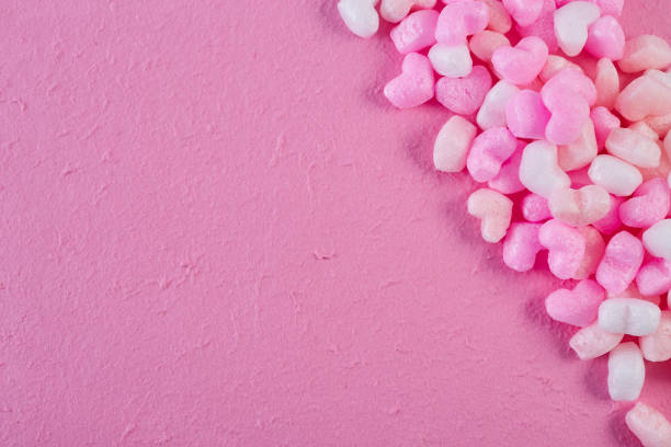 istock Pink and white heart buffer on pink paper Background, valentines day 1197314402