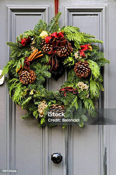 Christmas Wreath Stock Photo - Download Image Now - Wreath, Christmas, Door