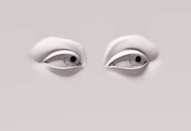 The Sidelong Look Two eyes on flat surface looking to their left side. visual sense stock pictures, royalty-free photos & images