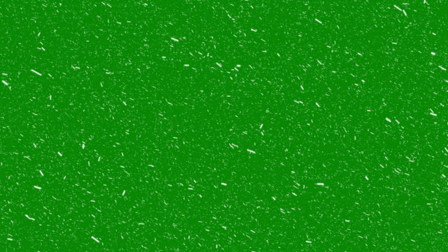Snow isolated chroma key, falling realistic animation on grenn screen background in 4K for compositing. Slow Motion, large and small snowflakes, alpha channel, intense, green-box, storm, loopable - Stock Video