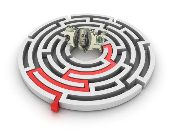 istock Circular Maze with USA Dollar Bill - 3D Rendering 1197331472
