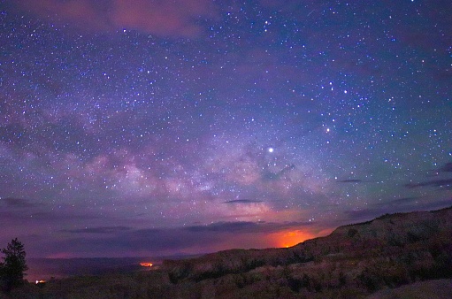 A starry night in Utah showing the inner part of the Milky Way.