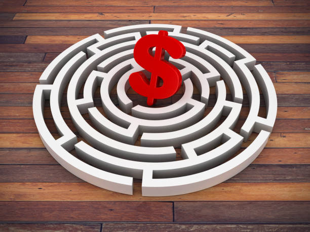 istock Circular Maze with Dollar Sign - 3D Rendering 1197336163