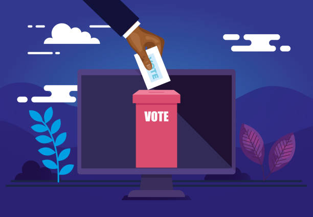 istock poster of vote online with computer and icons 1197338226