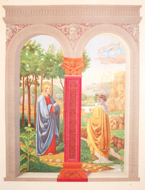 istock Jesus meets Nicodemus in a vintage book Les Evangiles, edited by Curmet, 1863, Paris 1197343866