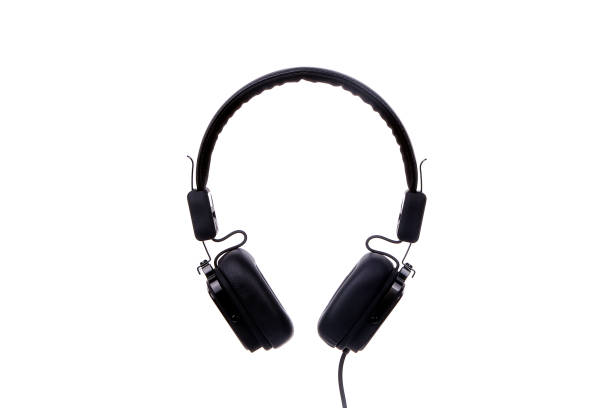 istock Black headphones isolated on white background 1197345235