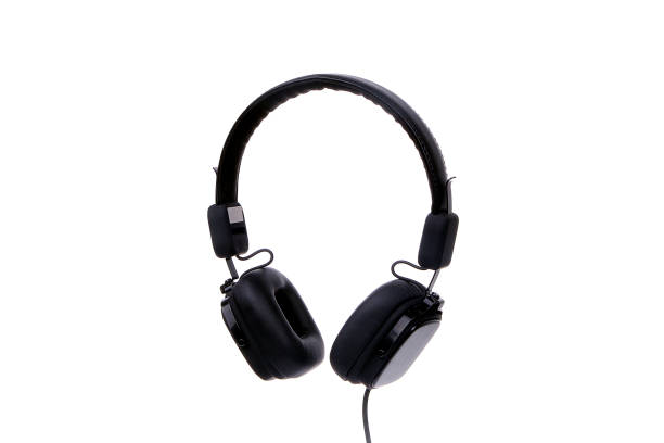 istock Black headphones isolated on white background 1197345238