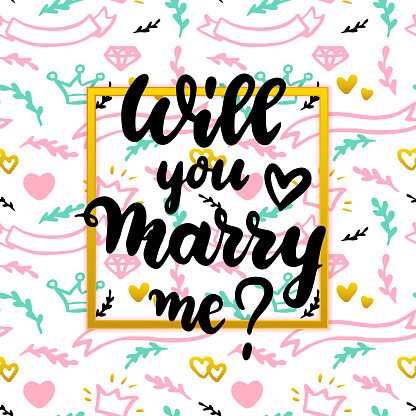 Will You Marry Me Concept. Vector Illustration of Greeting Card Design.