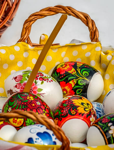istock Easter eggs and cakes on lighting near the temple. 1197348415