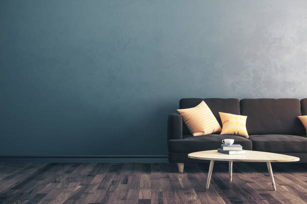 istock Modern concrete living room 1197355398