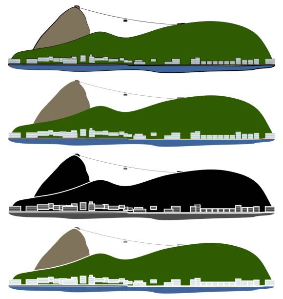 сахарная буханка холма города рио-де- - urca stock illustrations