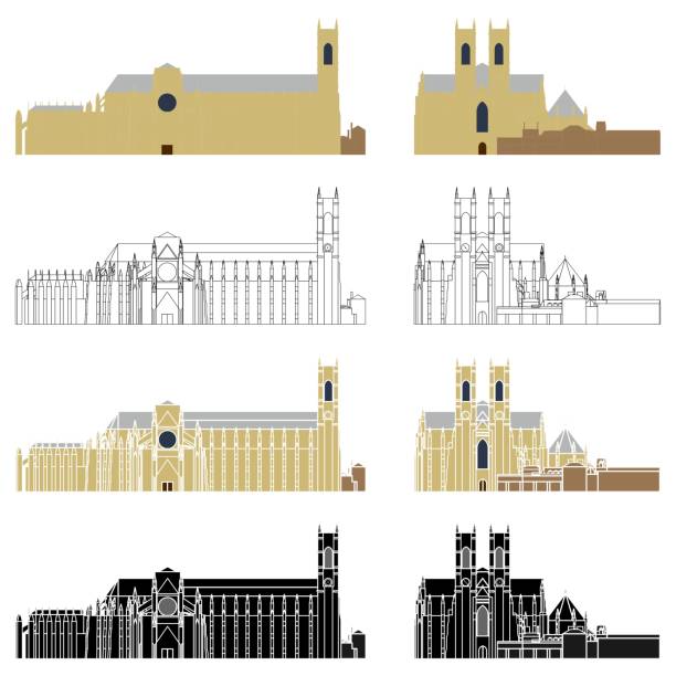 ilustrações de stock, clip art, desenhos animados e ícones de westminster abbey front and left view. - local landmark international landmark middle ages tower of london