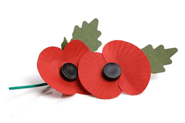 Artificial poppy day appeal isolated on white background
