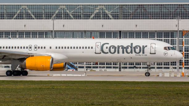 Boryspil International Airport, Ukraine - May 22 2015: Empennage of Ukrainian international airlines' Boeing 737. Backlit shot of tail assembly