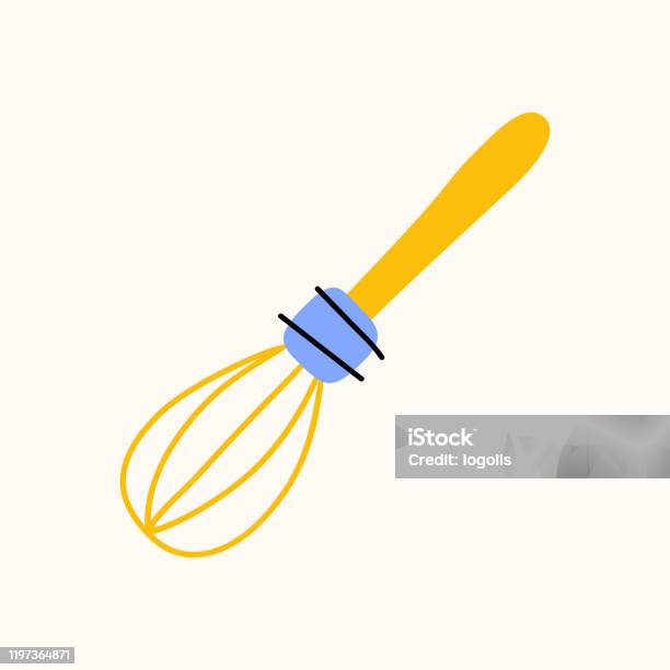 Whisk for Cooking. Whipping Up Food. Kitchen Utensils. Tool for Blend  Ingredient. Flat Cartoon Stock Vector - Illustration of white, stainless:  233107556