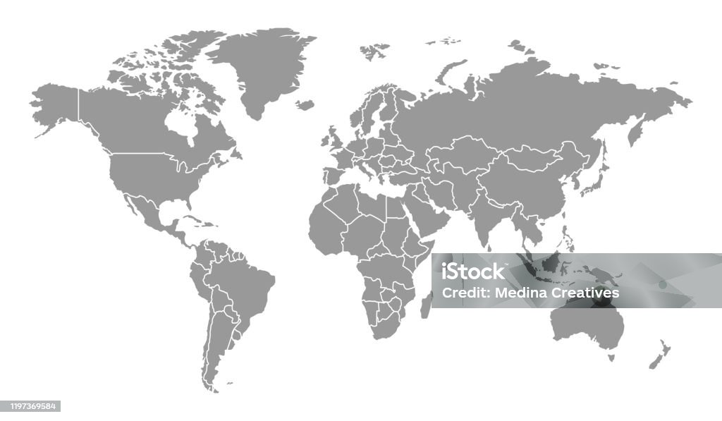Ülkelerle Detaylı Dünya Haritası - Royalty-free Dünya Haritası Vector Art