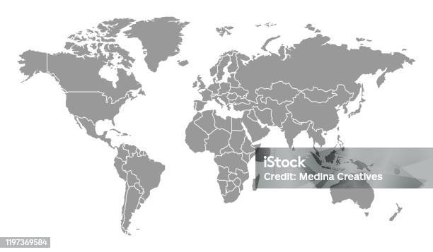 Detailed World Map With Countries Stock Illustration - Download Image Now - World Map, Map, Vector