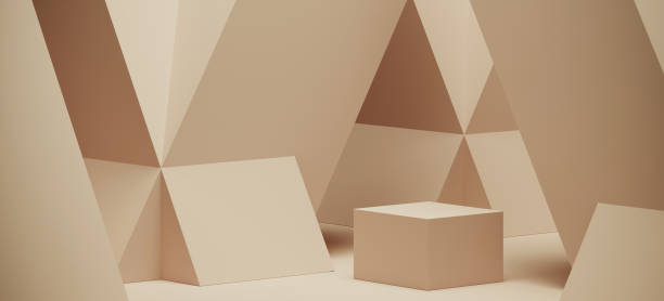 istock Minimal background for packaging presentation. Beige color geometric podium. 3d render. 1197375040