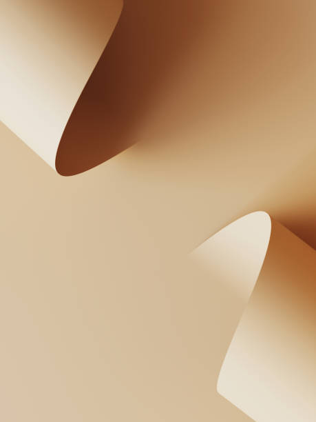 Cosmetic background for product presentation. Beige color paper roll background. 3d render.