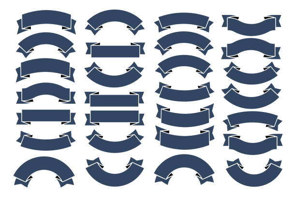 zestaw wstążek, banerów, odznak, etykiet - banner ribbon scroll scroll shape stock illustrations