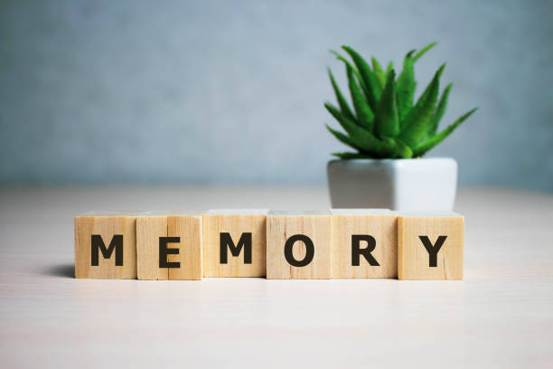 istock Memory word letters on wood block. message text on wooden table for backdrop design. 1197389154