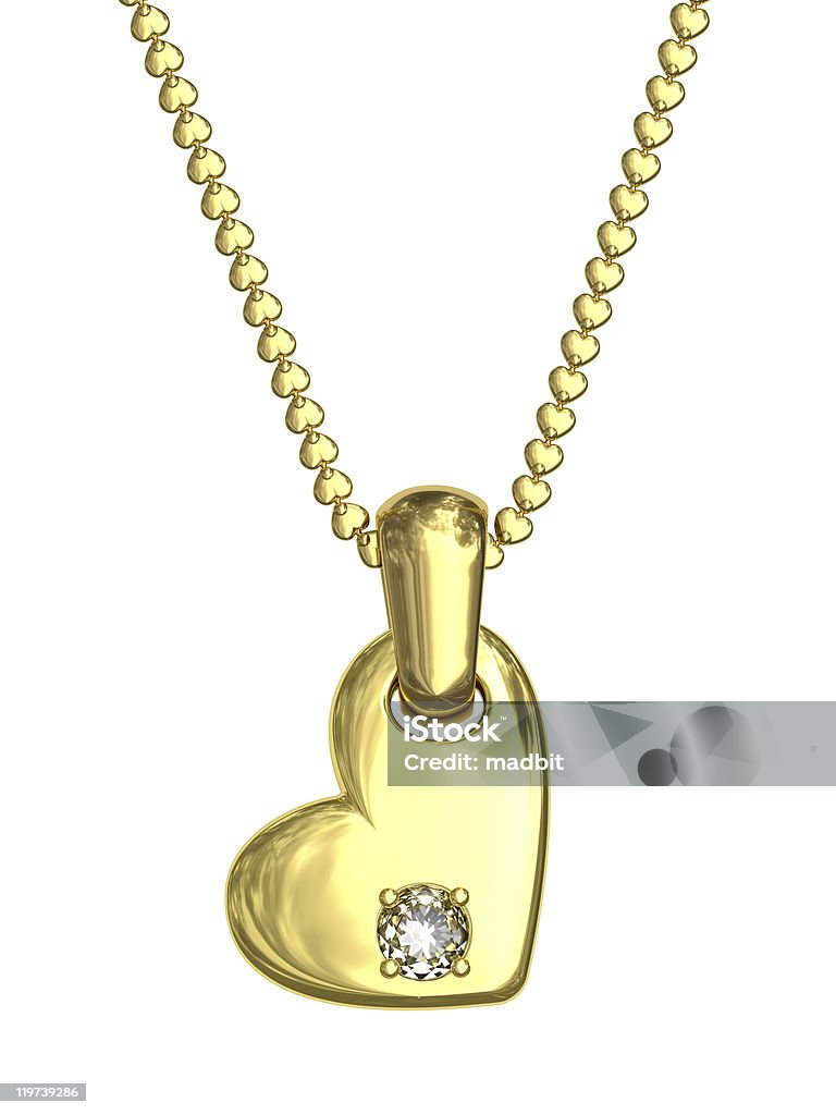 Pendentif en or avec diamants en forme de coeur sur chaîne - Photo de Accessoire libre de droits
