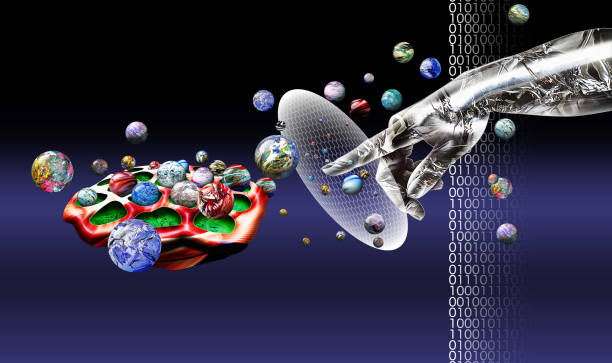 An image of an exploration carrier of a drug delivery system made of nanotechnology that carries genes and drugs. AI Robot is using graphene to analyze data from RNA codons and binary code. Detect cancer using new materials such as graphene with nanotechnology innovation
A future where exploration vessels that carry drugs and genes into the body will be created, opening up new medical and gene therapy fields. biosensor stock pictures, royalty-free photos & images