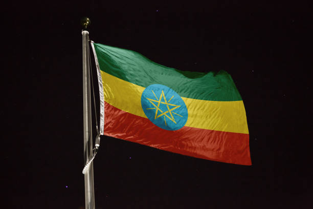 istock Ethiopia flag blowing in the wind at night 1197394238