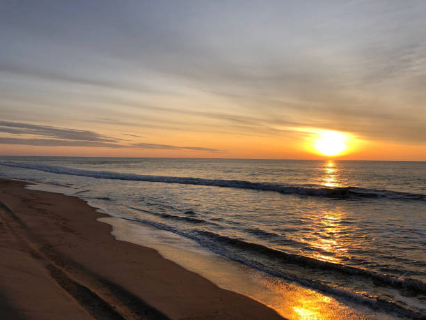 Dramatic sunrise over the beach at Amagansett
