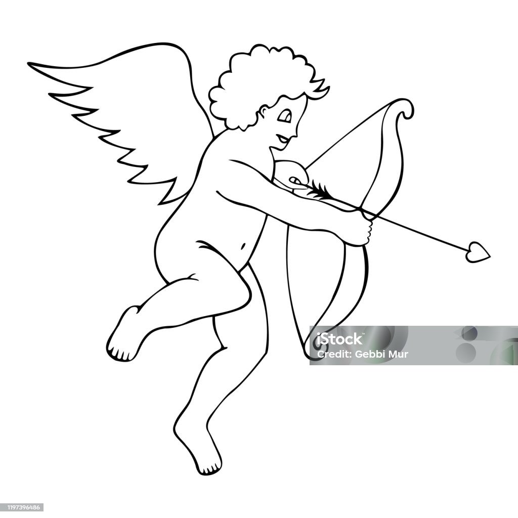 Cupid Một Thiên Thần Nhỏ Bắn Mũi Tên Từ Một Cây Cung Nền Không Màu ...