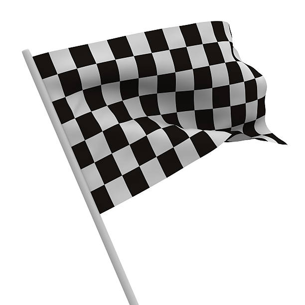 istock finishing checkered flag on white background. Isolated 3D image 119739690