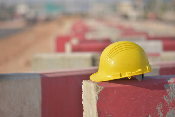 istock Helmet hard safety is on barrier road construction building worker Engineering control 1197397961