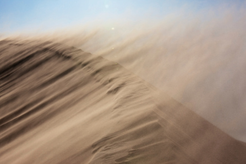 Sand dunes in Wahiba rippled desert in Oman.