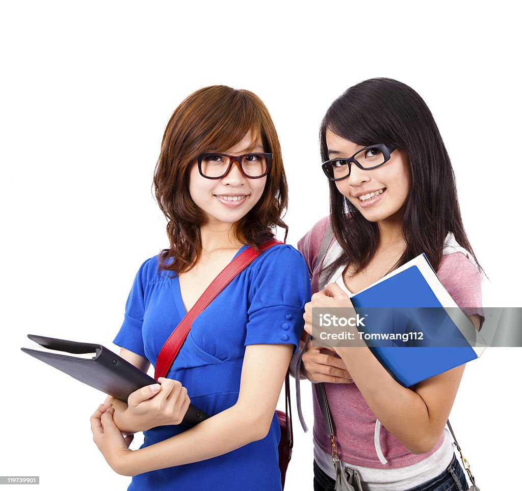 美しい女性の学生と笑顔を�着て、眼鏡 - 2人のロイヤリティフリーストックフォト