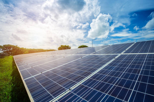 Solar panel on blue sky background, Alternative energy concept,Clean energy,Green energy.