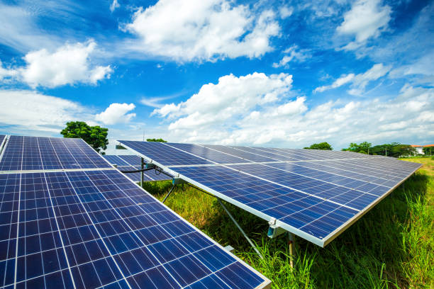 istock Solar panel on blue sky background, Alternative energy concept,Clean energy,Green energy. 1197411006
